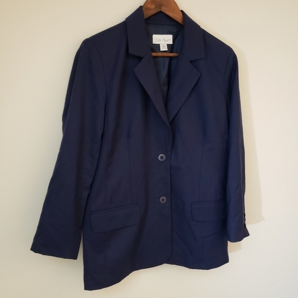 Vintage Lester Square Wool Blazer Navy Blue Size 12 - Picture 12 of 12